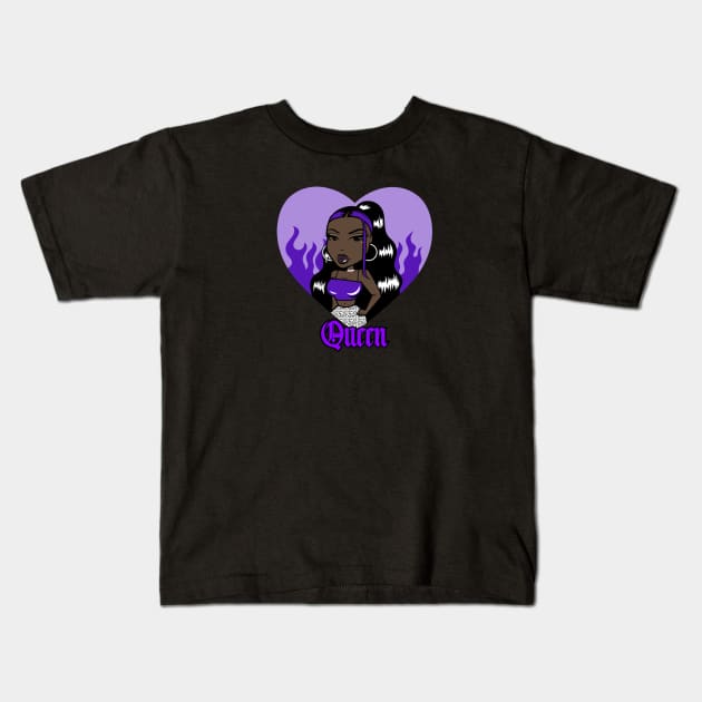 Queen Doll girl Purple-Heart V1 Kids T-Shirt by Just In Tee Shirts